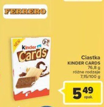 Carrefour Ferrero Ciastka Kinder Cards 76,8g oferta