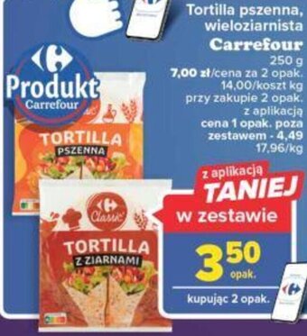 Carrefour Carrefour Tortilla pszenna, wieloziarnista 250g oferta