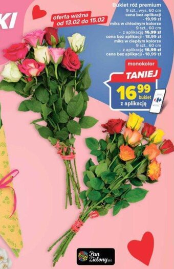 Carrefour Bukiet róż premium 9szt. wys. 60cm oferta