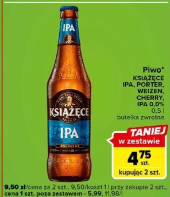 Carrefour Książęce IPA, Porter, Weizen, Cherry, IPA 0,0% Piwo 0,5l oferta