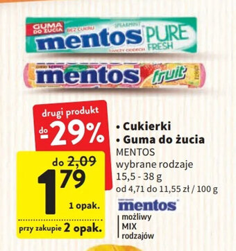 Intermarche Mentos cukierki/guma do żucia 15,5-38g oferta