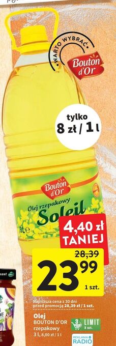 Intermarche Olej rzepakowy bouton d'or oferta