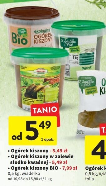 Intermarche Ogórki kiszone bio z sadów i pól oferta