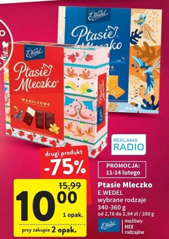 Intermarche Czekoladki waniliowe e. wedel ptasie mleczko oferta
