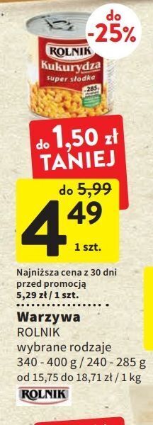 Intermarche Kukurydza konserwowa rolnik oferta