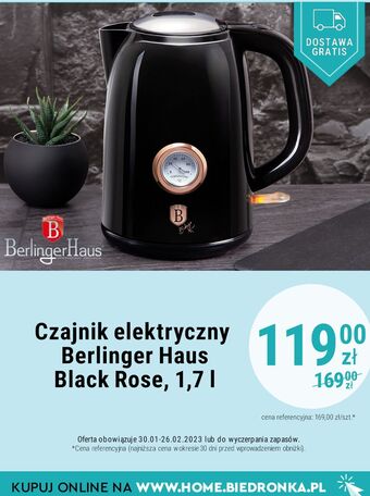 Biedronka Czajnik elektryczny 1.7 l czarny berlinger haus oferta