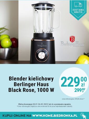 Biedronka Blender kielichowy black rose berlinger haus oferta