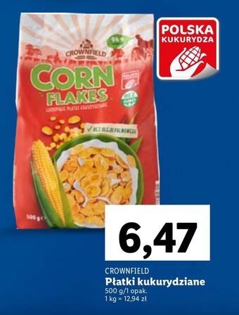 Lidl Płatki kukurydziane crownfield corn flakes oferta