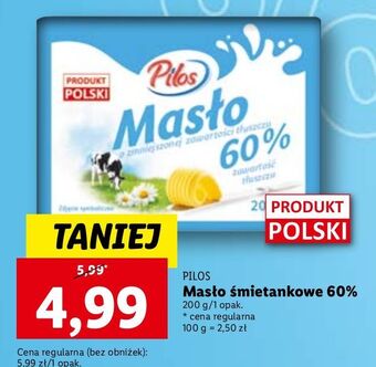 Lidl Masło śmietankowe 60 % pilos oferta