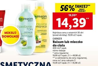 Lidl Mleczko do ciała intensywna pielęgnacja garnier body oferta
