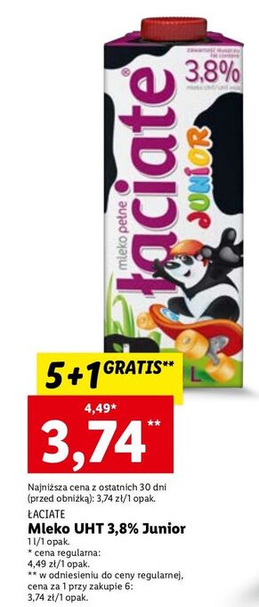 Lidl Mleko junior 3.8% łaciate oferta