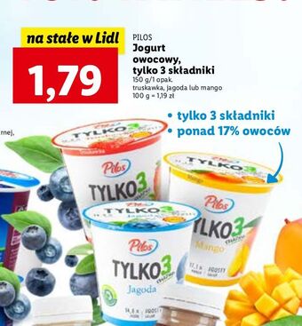 Lidl Jogurt truskawka pilos tylko 3 składniki oferta