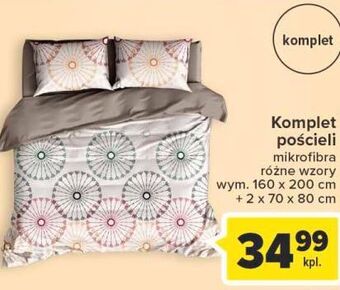 Carrefour Komplet pościeli z mikrofibry 160 x 200 xm + 2x 70 80 cm oferta