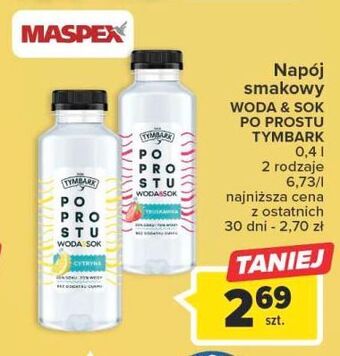 Carrefour Woda z sokiem truskawka tymbark po prostu oferta