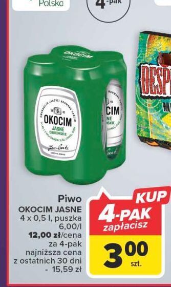 Carrefour Piwo okocim jasne okocimskie oferta