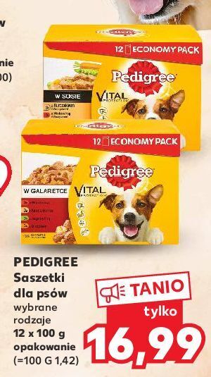 Kaufland Karma dla psa w galaretce 3 x wołowina + kurczak jagnięcina drób pedigree vital oferta