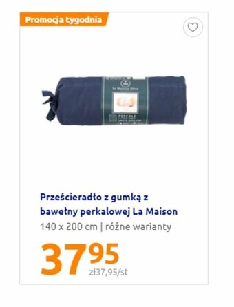 Action Prześcieradło z gumką z bawełny perkalowej La Maison 140x200cm oferta