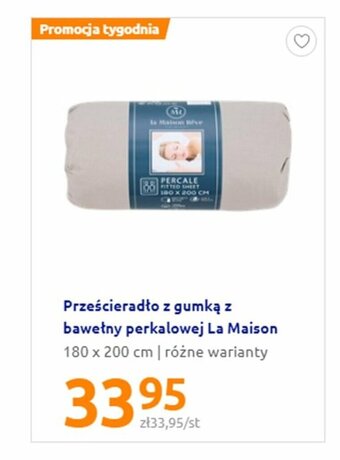 Action Prześcieradło z gumką z bawełny perkalowej La Maison 180x200cm oferta