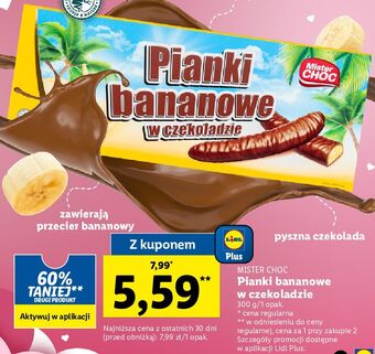 Lidl Pianki bananowe w czekoladzie mister choc oferta