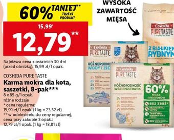 Lidl Karma dla kota różnorodność wody i ziemi coshida pure taste oferta