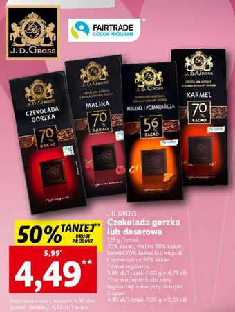 Lidl Czekolada gorzka 70 % j.d.gross oferta