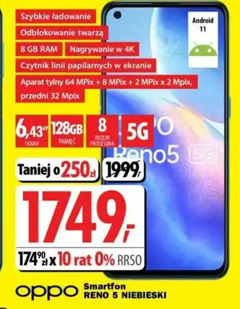 Media Expert Smartfon Reno 5 niebieski oferta