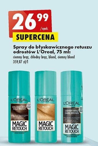 Biedronka Spray do retuszu odrostów ciemny brąz l'oreal magic retouch oferta