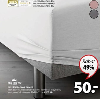 JYSK Kronborg Prześcieradło z gumką 90x200x35cm oferta