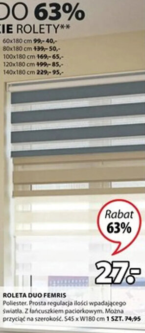 JYSK Roleta Duo Femris S45xW180cm oferta
