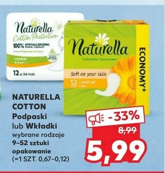 Kaufland NATURELLA COTTON Podpaski lub Wkładki oferta