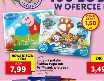 Lidl Lody na patyku Świnka Pepa lub Psi Patrol, wielopak oferta