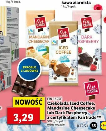 Lidl Czekolada Iced Coffee, Mandarine Cheesecake lub Dark Raspberry z certyfikatem Fairtrade oferta
