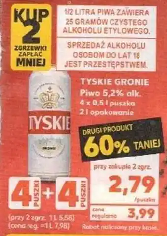 Kaufland Tyskie Gronie Piwo 5,2% 0,5l oferta