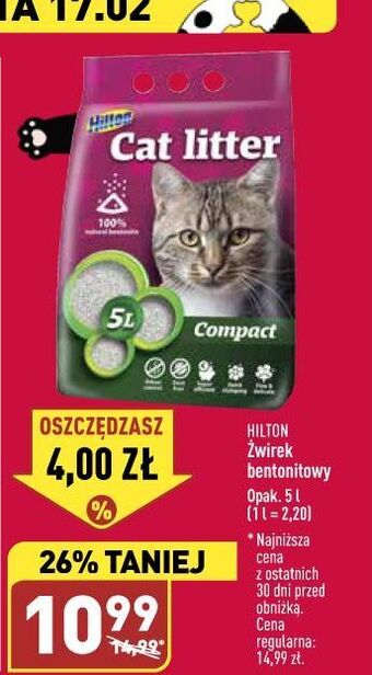 ALDI Żwirek dla kota bentonitowy compact hilton oferta