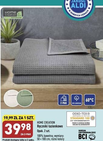 ALDI Ręczniki łazienkowe 50 x 100 cm home creation oferta