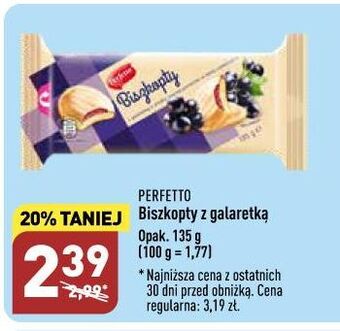 ALDI Biszkopty w białej czekoladzie z galaretką o smaku czarnej porzeczki perfetto (aldi) oferta