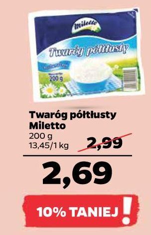 Netto Twaróg naturalny półtłusty miletto oferta