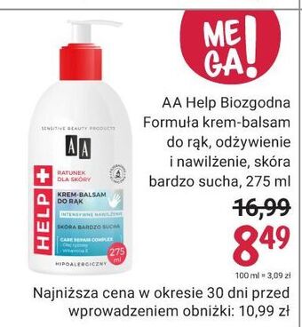 Rossmann Krem-balsam do rąk odżywienie nawilżenie skóra bardzo sucha aa help oferta