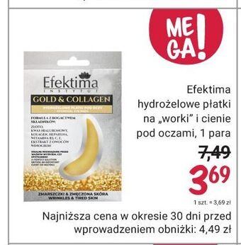 Rossmann Płatki hydrożelowe pod oczy złote efektima gold & collagen oferta