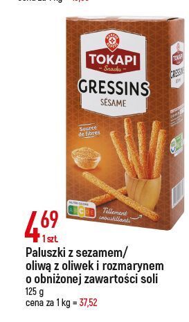 E.Leclerc Paluszki gressins z sezamem wiodąca marka tokapi oferta