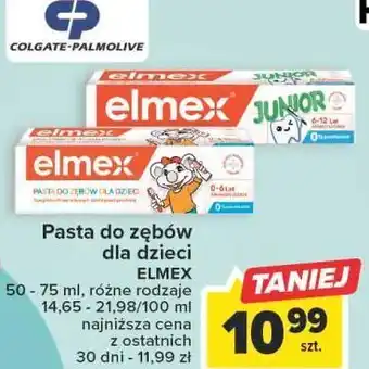 Carrefour Pasta do zębów dla dzieci w wieku 6-12 lat elmex junior oferta