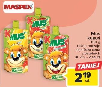 Carrefour Mus jabłko kubuś 100% oferta