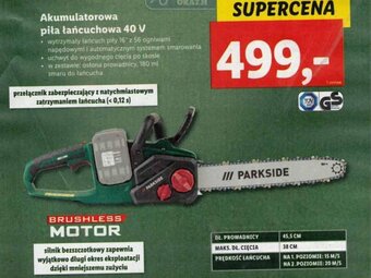 Lidl Parkside akumulatorowa piła łańcuchowa 40v oferta