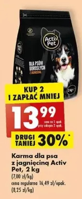 Biedronka Karma dla psa z jagnięciną sensitive activ pet oferta