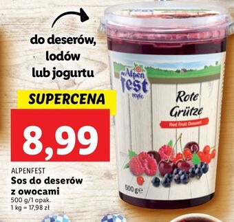Lidl Sos do deserów czerwone owoce alpen fest oferta