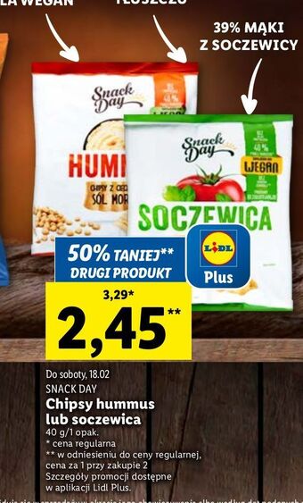 Lidl Chipsy z soczewicy o smaku pomidora i bazylii snack day oferta