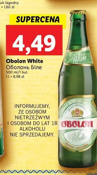 Lidl Piwo obolon białe oferta