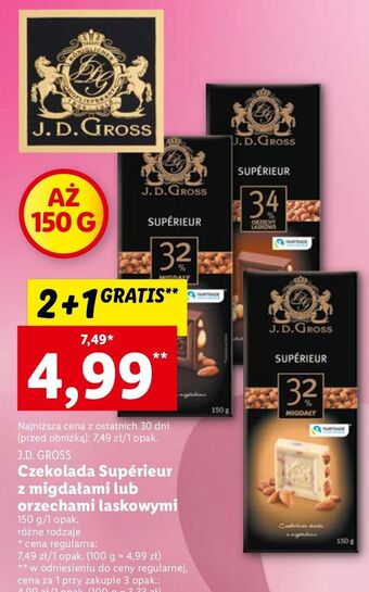 Lidl Czekolada biała z migdałami j.d.gross oferta