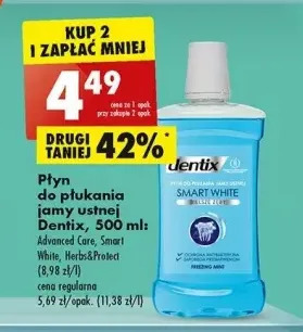 Biedronka Płyn do płukania ust smart white strong mint dentix oferta