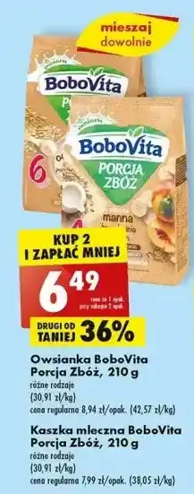 Biedronka Kaszka mleczna 3 zboża owsiana jabłko bobovita porcja zbóż oferta